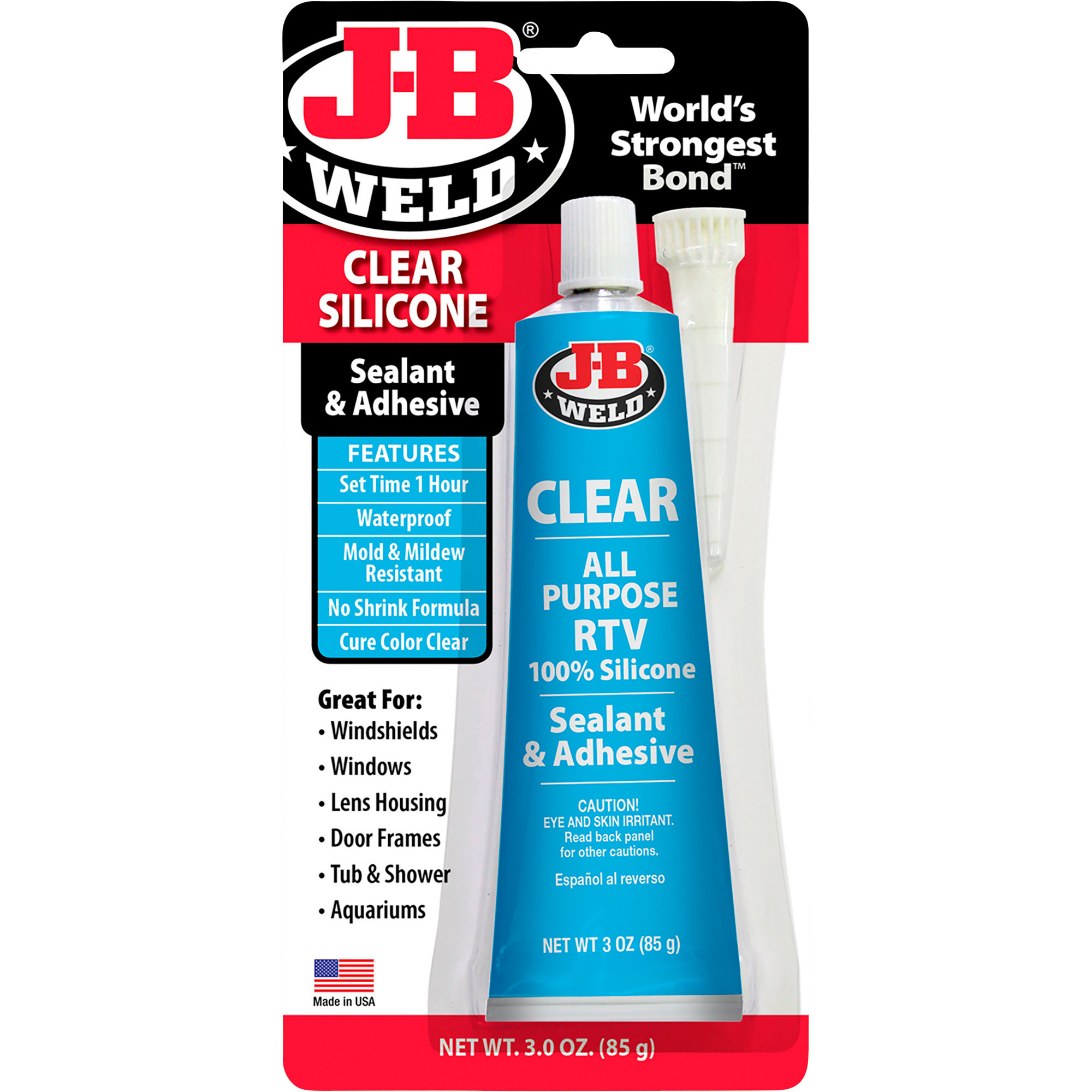 JB Weld Clear Silicone Sealant and Adhesive, 3-Oz. Tube